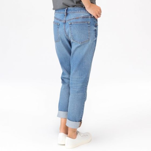 MUJI WOMEN STRETCH DENIM BOY FIT JEANS 27 - Picture 3 of 8